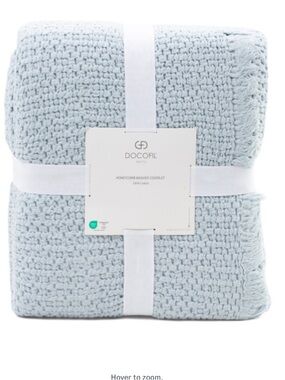 Docofil Light Blue Honeycomb Cotton Coverlet